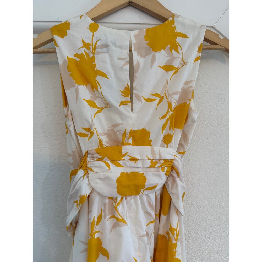 NWT Ann Taylor Floral Belted Dress Womens XXS Petite Cottagecore Cotton Yellow - Picture 8 of 12